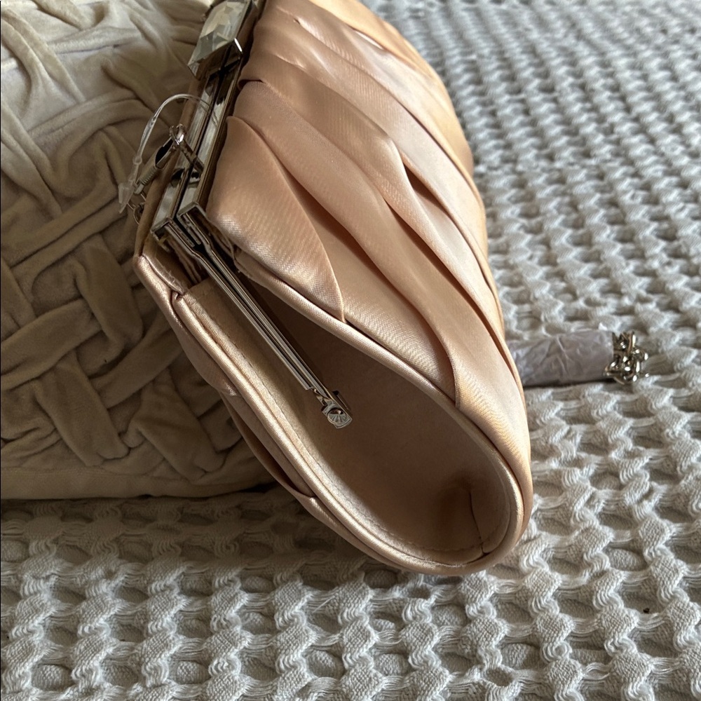 Charming Champagne Organza Clutch with Chain Strap NWT - Picture 9 of 12